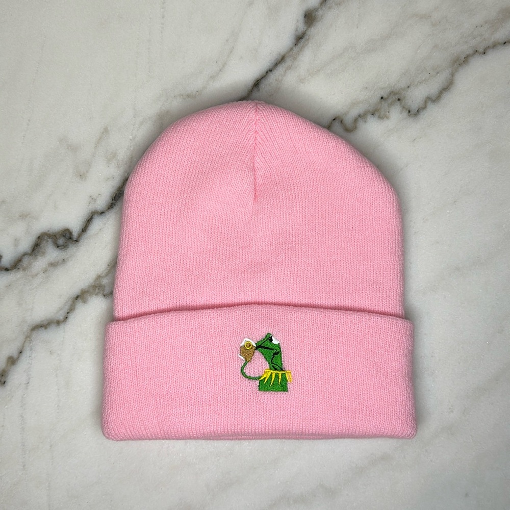 Kermit Meme Beanie 🐸 🩷☕️